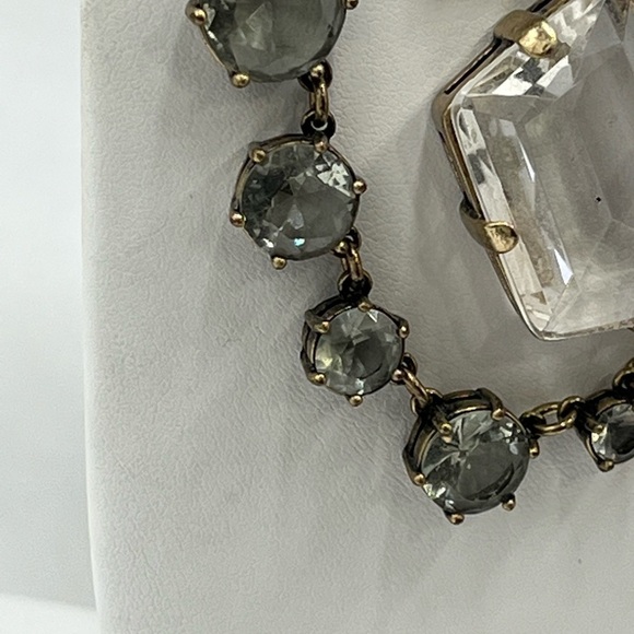 J. Crew Vintage Chunky Asymmetric Clear Gray Glass Rhinestone Drape Necklace - Picture 16 of 16